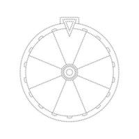 Foglio di lavoro per tracciare la ruota della fortuna per bambini vettore