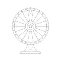Foglio di lavoro per tracciare la ruota della fortuna per bambini vettore