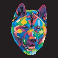 testa di cane colorata con cool isolato in stile pop art backround. vettore