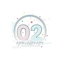 Celebrazione dell'anniversario di 2 anni, design moderno per 2 anni vettore