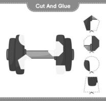 tagliare e incollare, tagliare parti di manubrio e incollarle. gioco educativo per bambini, foglio di lavoro stampabile, illustrazione vettoriale