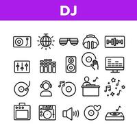 icone degli elementi di raccolta del dispositivo dj set vettoriale