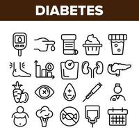diabete, set di icone vettoriali lineari per la diagnostica della malattia