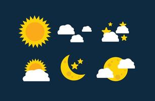 Icone di sole e luna vettore