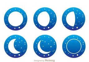 Luna con le icone delle stelle vettore