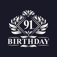 91 anni di logo di compleanno, celebrazione del 91° compleanno di lusso. vettore