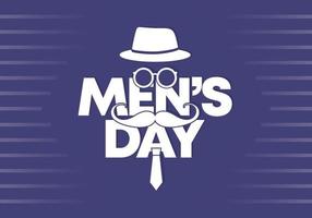 poster di banner di sfondo del giorno degli uomini con cappello, occhiali, baffi e cravatta vettore