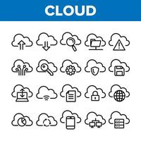 icone del segno del servizio cloud di raccolta impostate il vettore