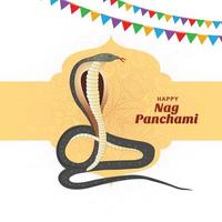 festival indù felice nag panchami celebrazione card design vettore