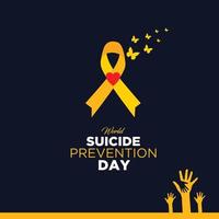 giornata mondiale di prevenzione del suicidio, concetto del 10 settembre con nastro di sensibilizzazione. illustrazione vettoriale colorata.