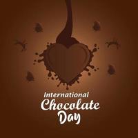 giornata mondiale del cioccolato. carta festiva con cuori. sfondo di cuori di cioccolato. vettore