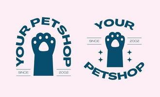 logo di animali domestici moderni con illustrazione di cane e gatto vettore