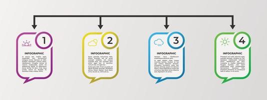 modello di progettazione infografica vettoriale con 4 opzioni o passaggio a forma di bolla