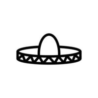 illustrazione del profilo vettoriale dell'icona del cappello messicano
