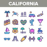 set di icone degli elementi della collezione california vettore