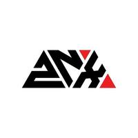design del logo della lettera triangolare znx con forma triangolare. znx triangolo logo design monogramma. modello di logo vettoriale triangolo znx con colore rosso. znx logo triangolare logo semplice, elegante e lussuoso. znx