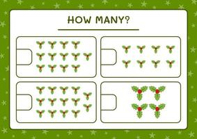 quante bacche di agrifoglio, gioco per bambini. illustrazione vettoriale, foglio di lavoro stampabile vettore
