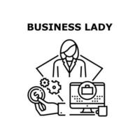 illustrazione nera di concetto di vettore della signora di affari
