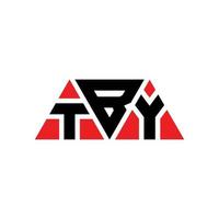 design del logo della lettera triangolare tby con forma triangolare. tby triangolo logo design monogramma. modello di logo vettoriale triangolo tby con colore rosso. tby logo triangolare logo semplice, elegante e lussuoso. grazie