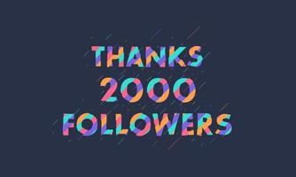 grazie a 2000 follower, 2k follower celebrano un design moderno e colorato. vettore