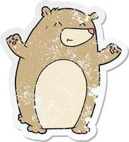 adesivo in difficoltà di un orso cartone animato felice vettore