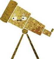 telescopio di cartone animato in stile illustrazione retrò vettore