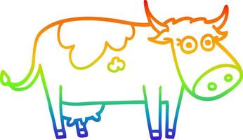 arcobaleno gradiente linea disegno cartone animato mucca fattoria vettore