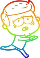 arcobaleno gradiente linea disegno cartone animato uomo stanco vettore