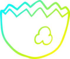 guscio d'uovo incrinato del fumetto di disegno a tratteggio a gradiente freddo vettore