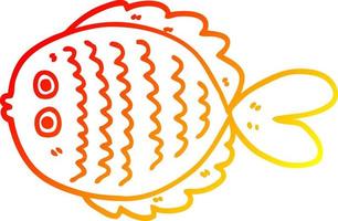 pesce piatto del fumetto di disegno a linea a gradiente caldo vettore