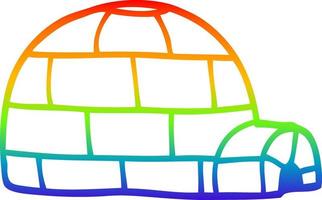 igloo di ghiaccio del fumetto del disegno della linea del gradiente dell'arcobaleno vettore