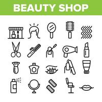 icone degli elementi della raccolta del negozio di bellezza impostano il vettore