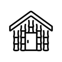 illustrazione del profilo di vettore dell'icona della casa della costruzione di bambù