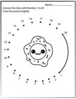 cibo kawaii unisci i punti. gioco di matematica. attività per bambini vettore