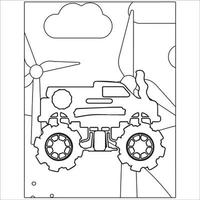 disegno del profilo del monster truck per la pagina da colorare, fuoristrada vettore