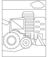 pagina da colorare del cartone animato. veicoli da costruzione. libro da colorare per kids.outline vettore