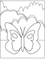 pagina da colorare del personaggio della farfalla del fumetto in bianco e nero per le attività primaverili dei bambini. vettore