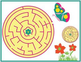 gioco di puzzle labirinto labirinto di farfalle per bambini. gioco di primavera. vettore