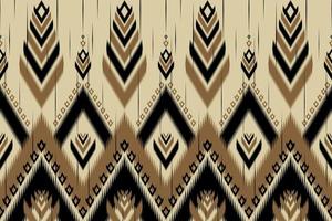 stile nativo marrone ikat. modello etnico tradizionale. design per sfondo, illustrazione, trama, tessuto, batik, abbigliamento, confezionamento, carta da parati, moquette, ricamo vettore