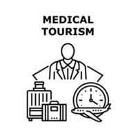 illustrazione nera del concetto di vettore di turismo medico