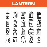 icone della raccolta dell'attrezzatura della lanterna impostano il vettore