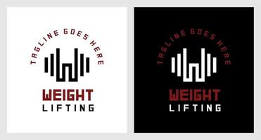 lettera iniziale w con manubrio bilanciere, per logo palestra, simbolo di sollevamento pesi e bodybuilding vettore