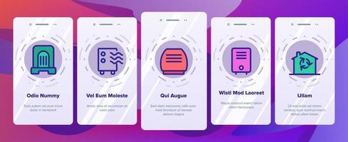 icone di onboarding dei dispositivi purificatori d'aria impostano il vettore
