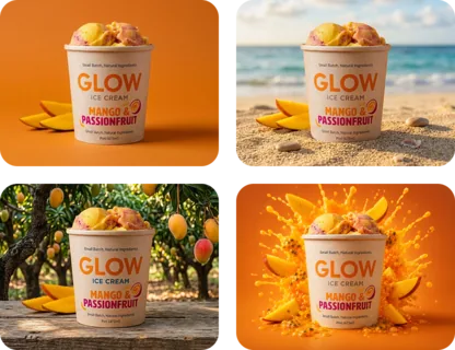 Ice cream tub in four scenes